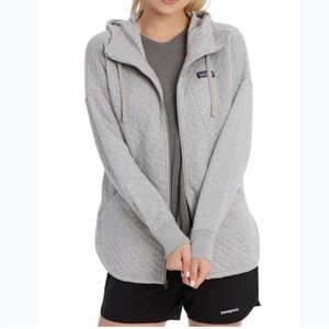 Patagonia Light Gray Quilted Zip-Up Hoodie